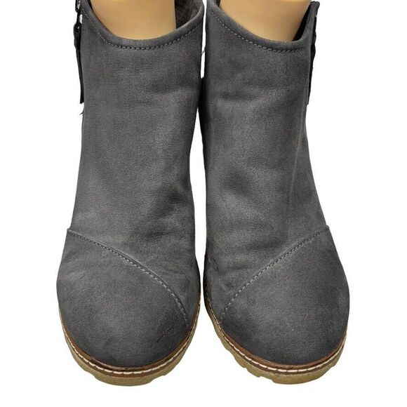 Toms Avery Gray‎ Fabric Zip Mid Wedge Ankle Bootie Womens Size 9.5 M - Picture 2 of 12